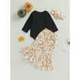 thumbnail image 3 of Infant Baby Girl Halloween Clothes Set Ghoul Gang Long Sleeve Romper Tops Pumpkin Flared Pants 3Pcs Fall Outfit, 3 of 7