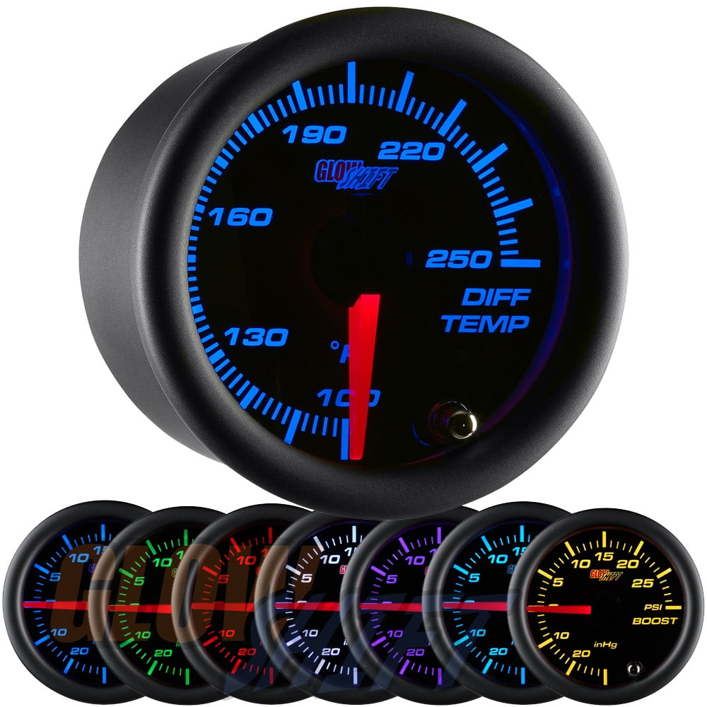 GlowShift Black 7 Color Differential Temperature Gauge