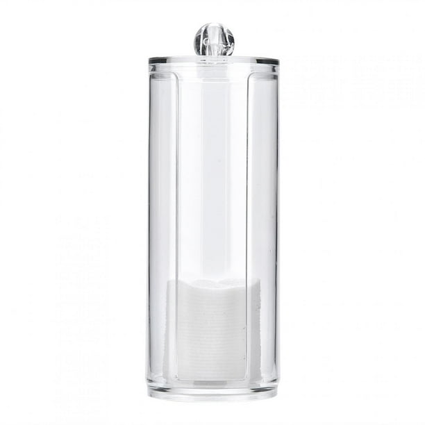 Estuche organizador de almohadillas de algodón de acrílico transparente y redondo, contenedor para soplos