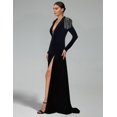thumbnail image 2 of Vestido BELLA BARNETT de terciopelo negro de manga larga para mujer, 2 of 3