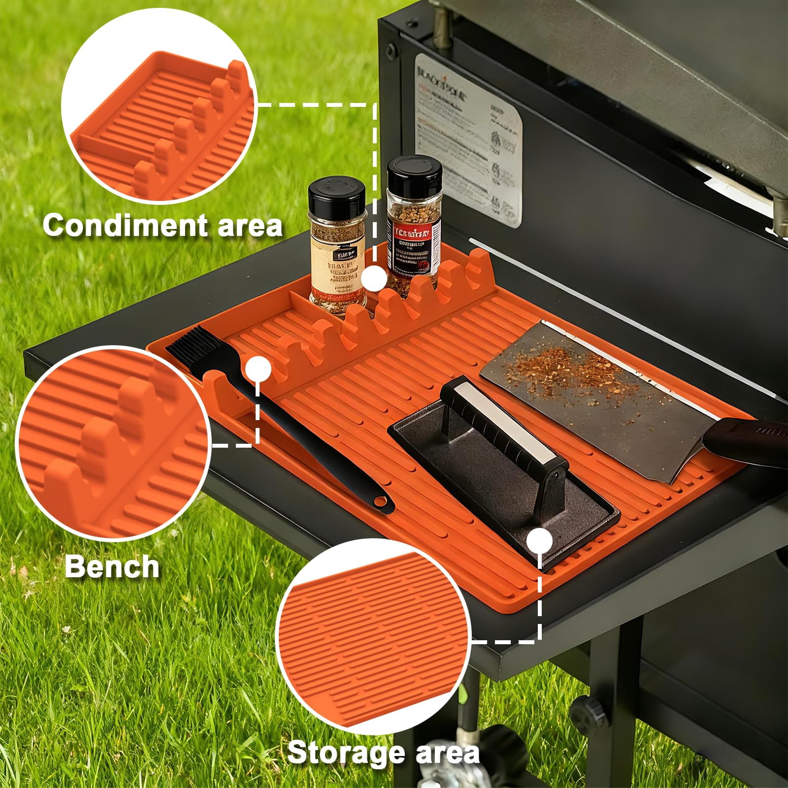 Full-edge 36" Silicone Griddle Cover  With 16" Spatula Mat And Grease Cup Liners Compatible Blackstone All-season Outdoor Protection Combination