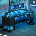 thumbnail image 2 of HOMCOM 79 inch Gaming Desk, Industrial Computer Desk with RGB Lights, Black, 2 of 10