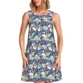 thumbnail image 1 of Balery Tropical Sloth Vestidos de verano para mujer con estampado: vestido holgado sin mangas, vestido playero informal y cómodo para días calurosos., 1 of 7