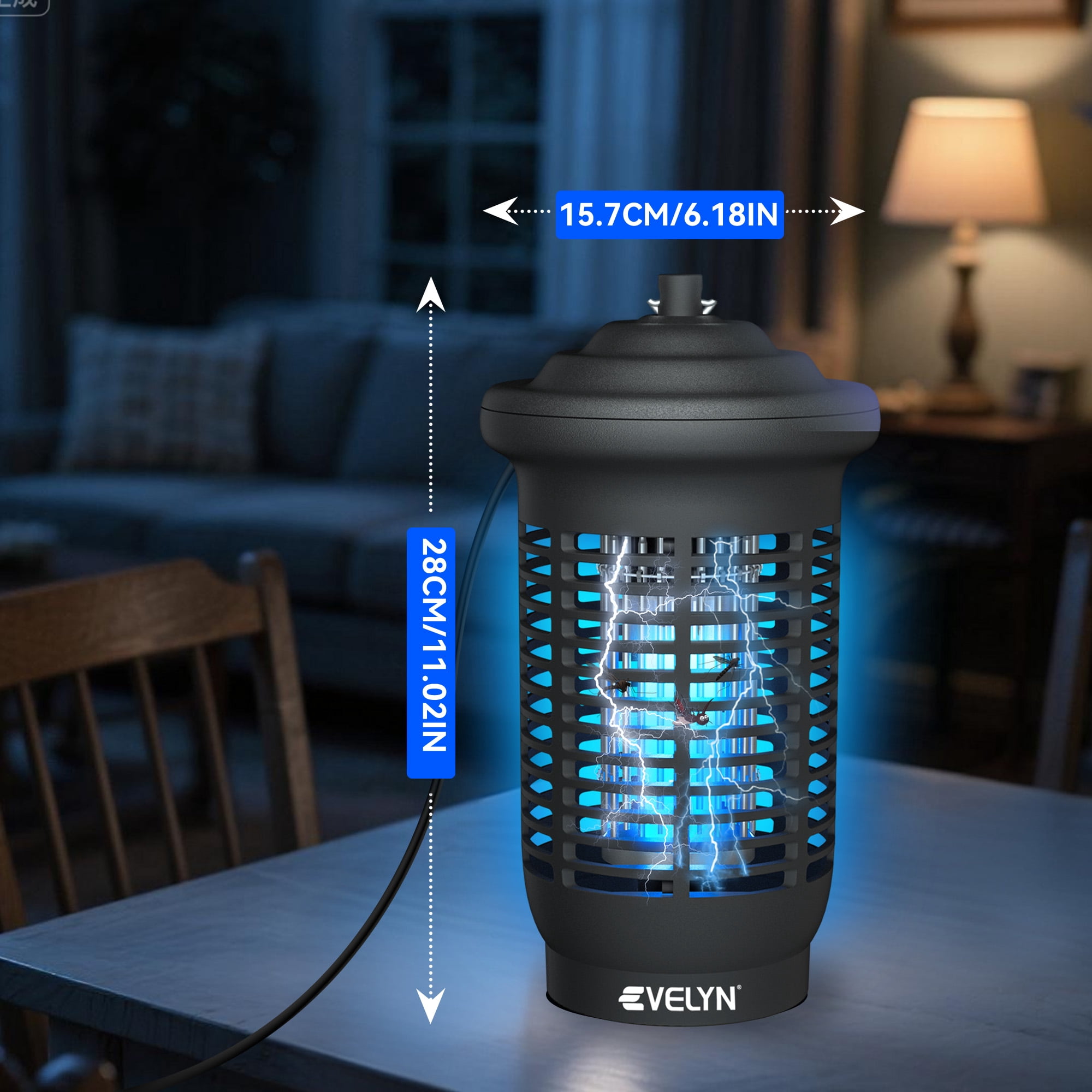 Bug Zapper Indoor Outdoor, Plug in Electric Mosquito Fly Zapper, Mosquito Killer, Fly Traps, Flying Insects Zapper, ABS Plastic Outer