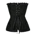 thumbnail image 4 of UAYOTSE Tummy Control Strapless Sexy Corset Top for Women Bustier Overbust Satin Floral Lace Up,Black S, 4 of 4