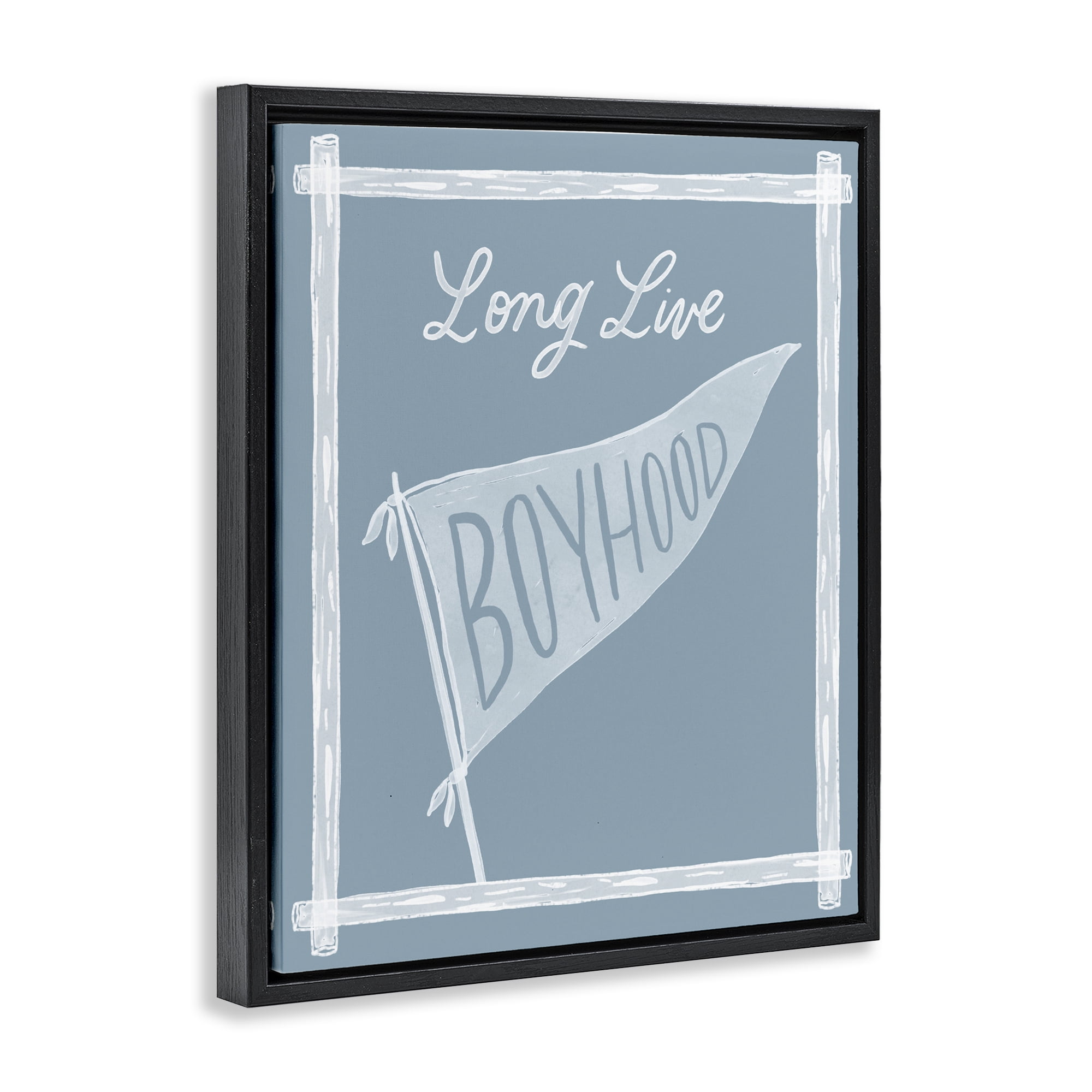 Stupell Industries Long Live Boyhood with Border Black Framed Floater Canvas Wall Art, design by Cherrywood Lane