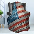 thumbnail image 4 of USA Soft Flannel Fleece Blanket, July Independence Day Weathered Antique Wooden Looking National Celebration Image, Cozy Plush for Indoor and Outdoor Use, 60" x 80", Blue Red White, by Ambesonne, 4 of 5