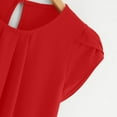 thumbnail image 6 of Odeerbi Summer Chiffon Blouses for Women Solid Color Short Sleeve Tops Round Neck 2025 Casual Shirt Red, 6 of 6