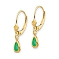 thumbnail image 3 of 1.00 Carat (Ctw) Emerald Leverback Drop Earrings in 14K Yellow Gold for Women, 3 of 5