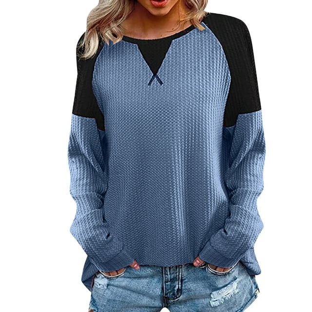 WEAIXIMIUNG T-Shirts Graphiques pour Femmes, Mode Tendance, Manches Longues, Col Rond, Chandail Décontracté Ample