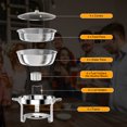 thumbnail image 3 of Chafing Dish Buffet Set,DOMQGA 4 Pack 5QT Round Silver Stainless Steel Buffet Warmer with Glass Lid & Holder,Chafers and Buffet Warmers for Catering,Weddings,Parties,Events,and Home Use, 3 of 9