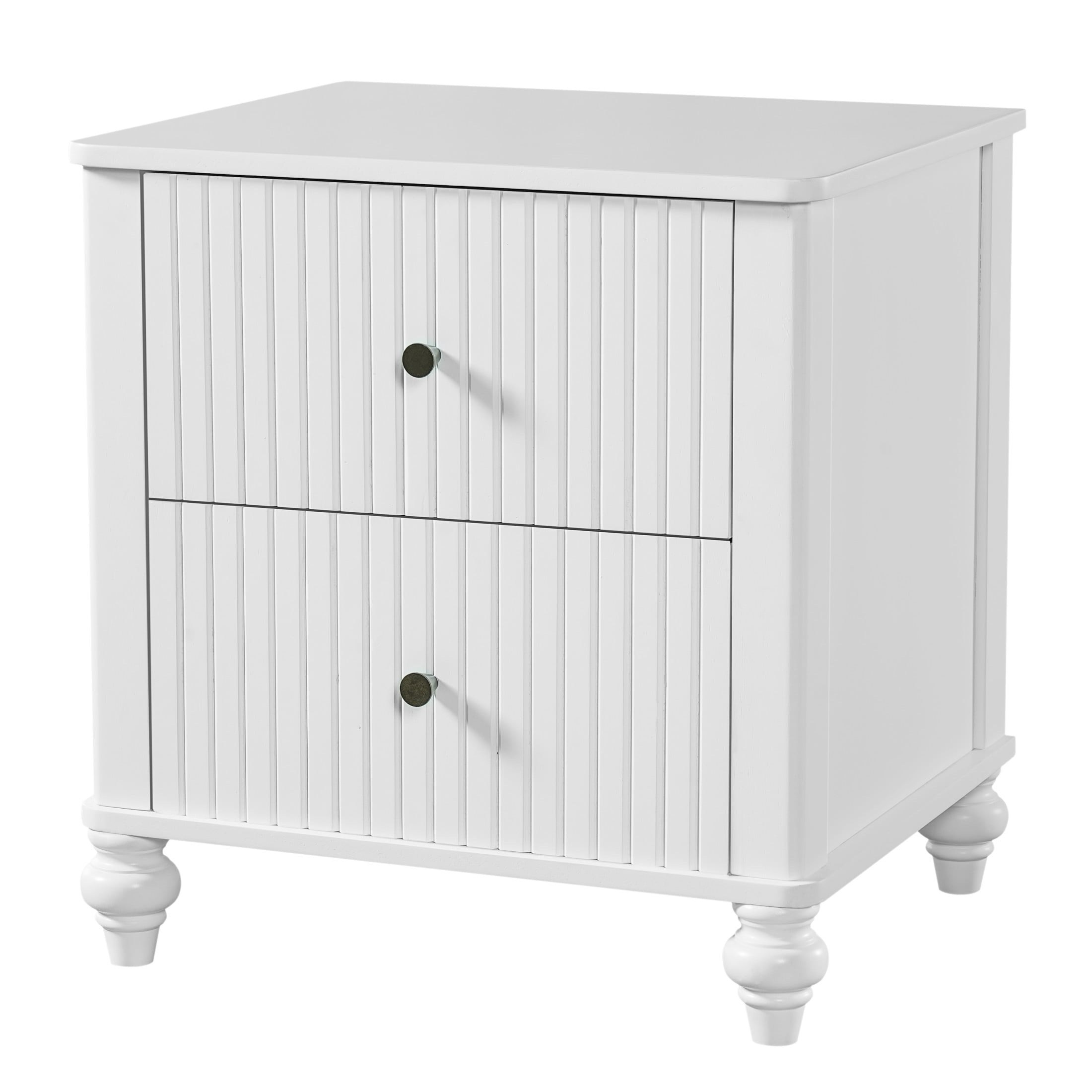 Christopher Knight Home Modern King Bed Frame with 2 Drawer Nightstands, Grooved Design, White