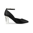 thumbnail image 3 of BLISSFUL STEP Ankle Strap Pointed Toe Clear Block Heel Pumps for Women Black 7, 3 of 6