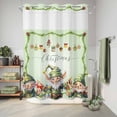 thumbnail image 6 of No Hook Shower Curtain with Built-in Rings - Merry Christmas Washable Waterproof Fabric Bathroom Curtains for Hotel,Rentals, Stall 48 X 72 Inch , Green Christmas Gnome Elf Xmas Balls, 6 of 9