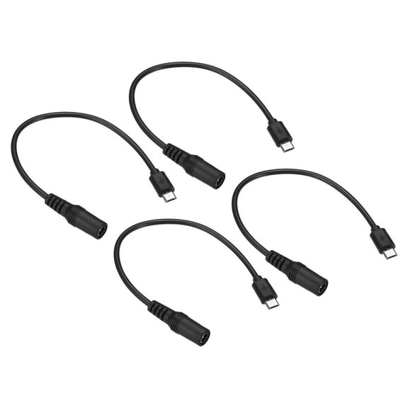 Uxcell 7.9" Micro USB to DC Extension Cable Male to Female Extension Power Cords for Fans LED Strips Black 4 Pack