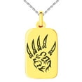 thumbnail image 3 of Tioneer Stainless Steel Ferocious Bear Claw Engraved Small Rectangle Dog Tag Charm Pendant Necklace, 3 of 4