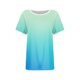 thumbnail image 2 of Blusas para las Mujeres Casual, Rayas Impresas Patchwork Manga Corta Cuello Redondo Top Hecho de 95% Poliéster 5% Spandex para el Verano, Tops Cortos para las Mujeres, 2 of 4