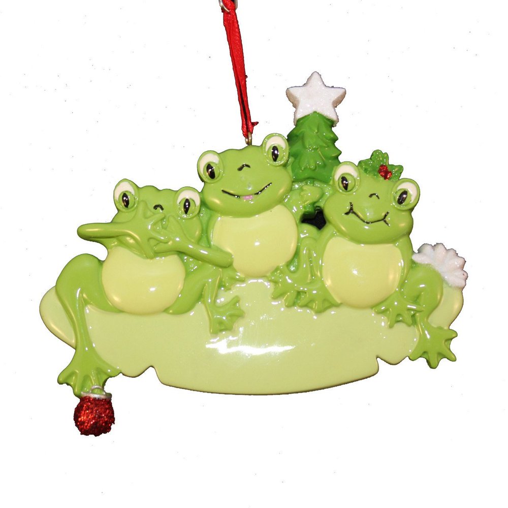 Frog Pad Family 3 Personalized Christmas Tree Ornament, Each