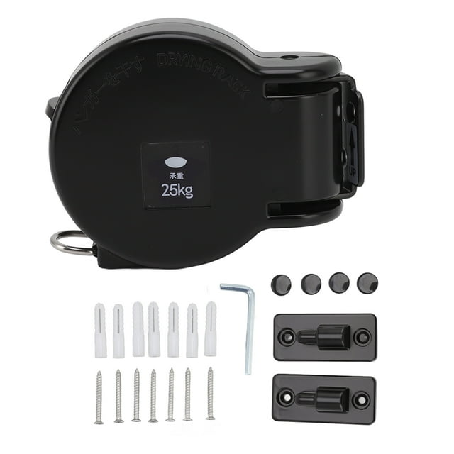 Tendedero retráctil para interiores, 4,2 m, resistente al desgaste, resistente al óxido, para interiores, para balcón, negro