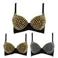 thumbnail image 4 of MVRLSH Jelly Bras For Women Womens Full Studded Metal Dance Strapless Bra Nightclub Outfit Removable Straps Gold S-Xxl, 4 of 7