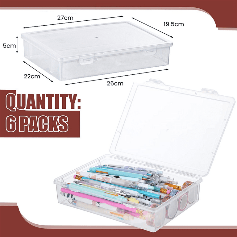 6 Pcs 11in X 8in X 2in Plastic Storage Box With Lid Multipurpose Craft  Organizer Plastic Containers