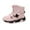 Pink, variant on Boys Girls Camo Winter Boots Kids Platform Antislip Hiking Snow Booties Trendy Strappy Warm Furry Lined Cold Weather Sneakers Pink 1.5 Big Kid