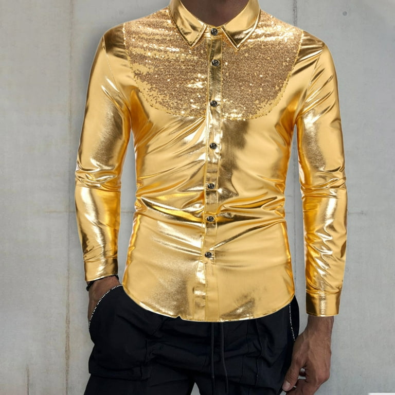 JFHHQ Men's formal Dress Shirt Men's Fall Fashion Contrast Sequin Disco Streetwear Solid Color Casual Shirt Gold M - Walmart.com JFHHQ Men's formal Dress Shirt Men's Fall Fashion Contrast Sequin Disco Streetwear Solid Color Casual Shirt Gold M - Walmart.com