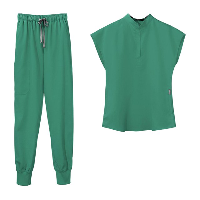 Conjunto de uniforme médico para mujer, escote en V, lavable a máquina, cómodo. Color Verde M