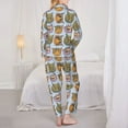 thumbnail image 3 of Pajama Sets for Women 2 Pcs, Hand Drawn Funny Cat Face Button Down Long Sleeve Sleepwear Lounge PJ Sets, 3 of 6