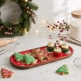 thumbnail image 6 of Large Christmas Wooden Serving Tray With Holiday Print,Red Oval Dessert Platter For Bread,Cookies,Party Snacks And Festive Table Decor, 6 of 6
