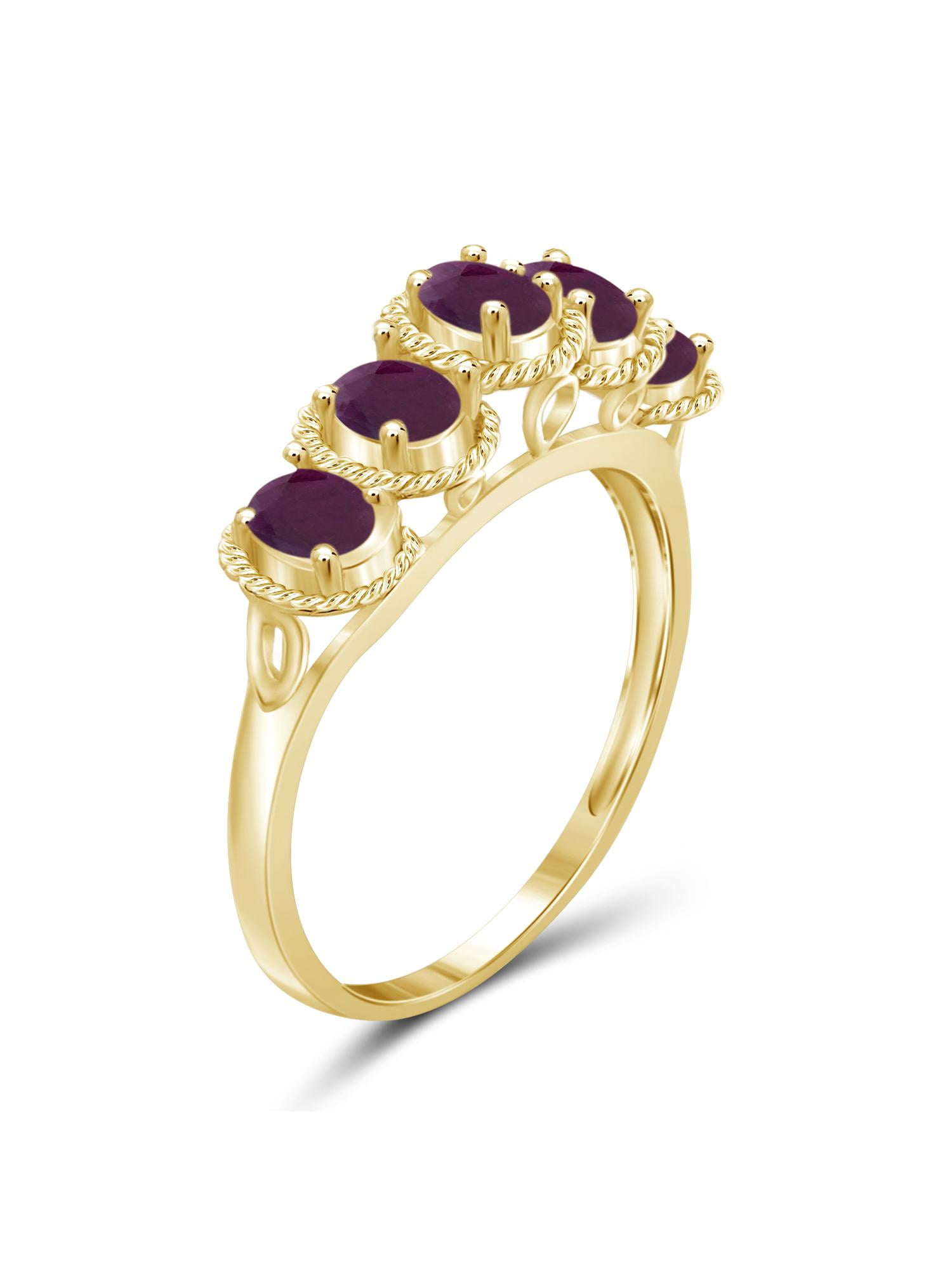 JewelersClub Ruby Ring Birthstone Jewelry – 1.00 Carat Ruby 14K Gold Plated Silver Ring Jewelry – Gemstone Rings with Hypoallergenic 14K Gold Plated Silver Band