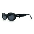 thumbnail image 6 of Womens Oval Mod Vintage Iconic Thick Plastic Fashion Sunglasses All Black, 6 of 8