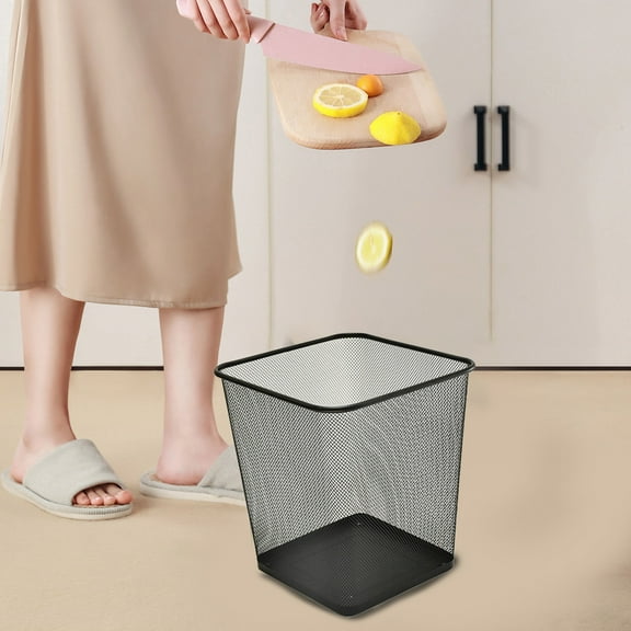 KMMYS Metal Mesh Round Garbage Can, Waste Basket for Bathroom, Kitchen, Office & Small Spaces - Modern, Durable & Easy to Clean Trash Bin with Large Opening Design