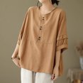 thumbnail image 2 of Womens Tops Fashionable Retro Embroidered Round Neck Five Quarter Sleeved Short Sleeved Blouse Plus Size Women Tops Summer Blouses for Women, 2 of 6