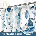 thumbnail image 5 of Blue Eucalyptus Leaves Shower Curtain, Aesthetic Art Watercolor Plant Floral Leaf Bathroom Decor, Waterproof Fabric Shower Curtain Set with Hooks 72x72 Inches, 5 of 6