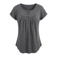 thumbnail image 4 of QGJZVUNL Womens Short Sleeved T Shirt Round Neck Going Out Tops with Button Casual Summer Clothes Size 2XL, 4 of 5