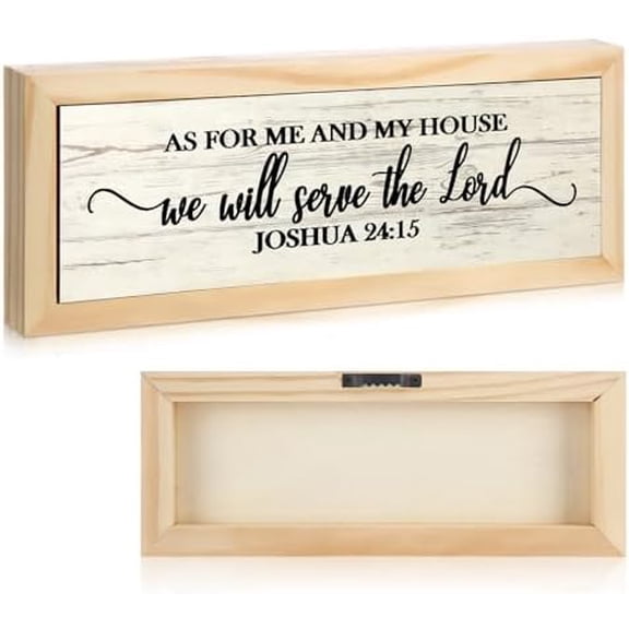 Farmhouse Bible Verse Scripture Wall Signs, As for Me and My House We Will Serve the Lord Wooden Plaque Decor for Church Home Christian Wall Art Decor (10 x 4 Inch, Joshua)