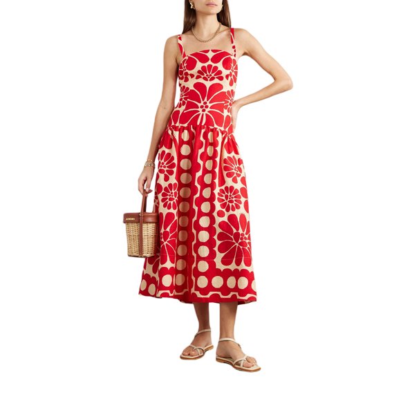 SUNSIOM Robe Longue à Bretelles Spaghetti pour Femmes Sans Manches Dos Nu à Imprimé Floral Robe Moulante Robes de Cocktail pour Fête