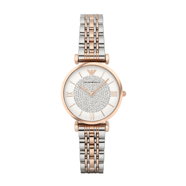 Reloj de Dama Giorgio Armani AR1926 Doble Tono y Diamantes de Imitación