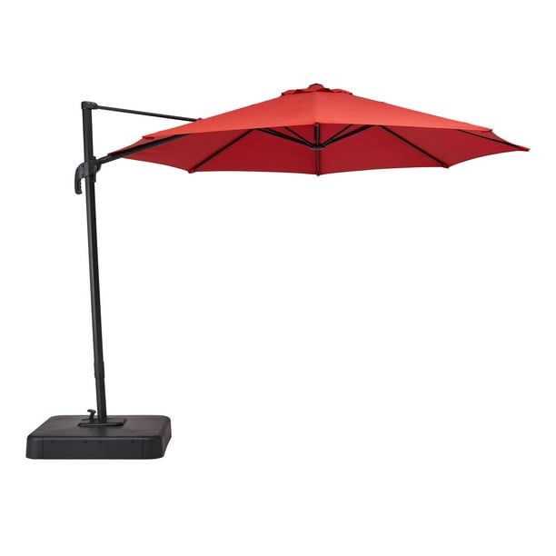 Mainstays 10' Round Offset Tilt Patio Umbrella and Base, Red - Walmart.com