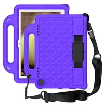 GJX Tablet Case for 8" Tablets with Pencil Holder Shoulder/Hand Strap Kickstand | Three Layer Durable Protective Cover, Purple