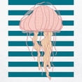 thumbnail image 3 of CafePress - Blue White Bold Stripes Hand Drawn Jellyfish T Shi - 100% Cotton Ringed T-Shirt, 3 of 4