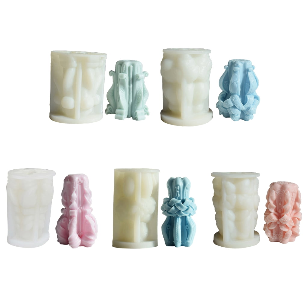 Silicone Candle Mold Candle Mold 3D Cylinder Plaster Epoxy Mold for DIY Soap Candle Making Wedding Decor