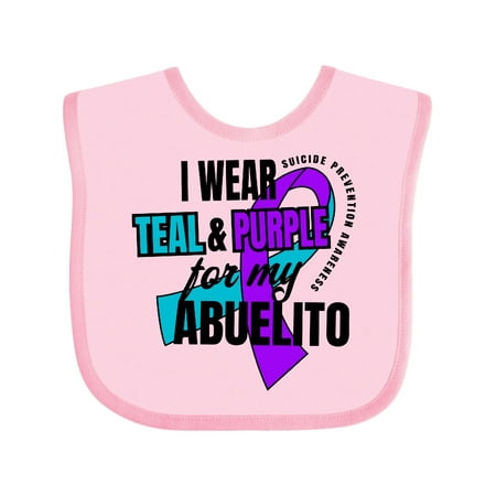 

Inktastic Suicide Prevention I Wear Teal and Purple for My Abuelito Gift Baby Boy or Baby Girl Bib