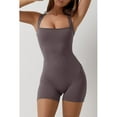 thumbnail image 5 of TNTB Womens Strappy Square Neck Tank Top Tummy Control Bodysuit Shaper Stretch Shorts Jumpsuit Sleeveless Sport Romper(Gray), 5 of 6