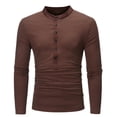 thumbnail image 1 of AherBiu Chemises à Manches Longues pour Hommes Col Rond Boutonné Col Montant Pull Décontracté Automne Hiver Hauts, 1 of 5