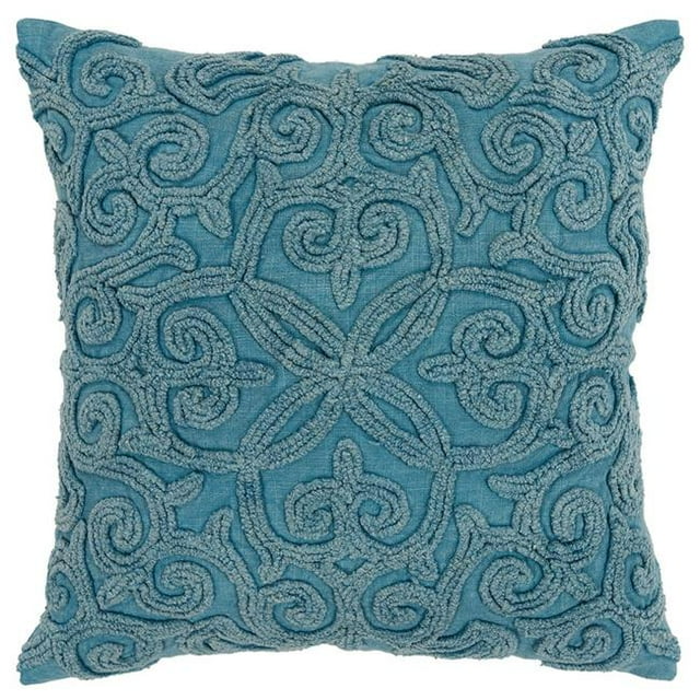 HomeRoots 403396 Oreiller à Motifs Floraux Bleus Lourd Textural