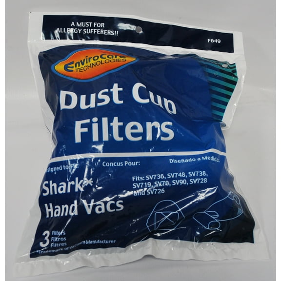Shark Hand Vac Dust Cup Filter 3 Pack F649