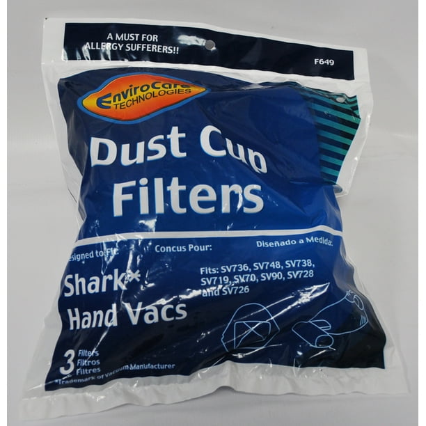 Shark Hand Vac Dust Cup Filter 3 Pack F649