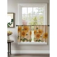 thumbnail image 2 of Sheer Curtains 45 inches Long, Country Sunflowers Vintage Wood Grain Texture Farmhouse Light Filtering Sheer Window Curtains Rod Pocket Voile Drapes for Bedroom Living Room, 52"W x 45"L 2 Panels, 2 of 7
